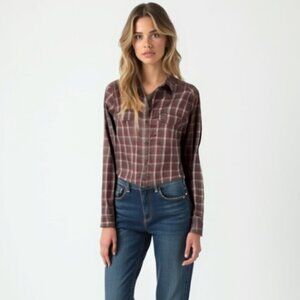 ❤️ Columbia Plaid Button-Up Women's Shirt XL